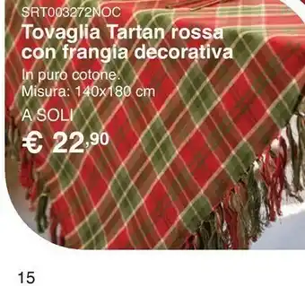 Kasanova Tovaglia tartan rossa con frangia decorativa offerta