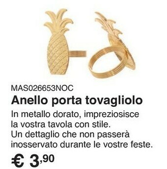 Anello portatovagliolo ananas lucido, da 7 cm