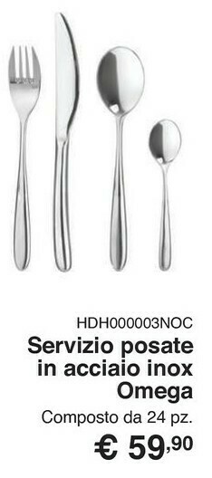 Set posate omega da 24 pezzi, in acciaio inox