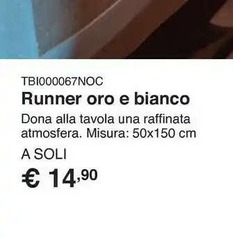 Kasanova Runner oro e bianco offerta