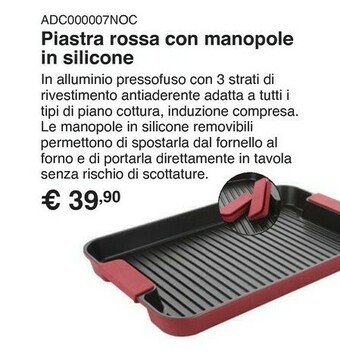Piastra con manopole in silicone, 43,5x27 cm
