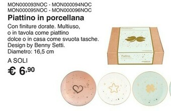 Piattino in porcellana 17 cm con decoro oro