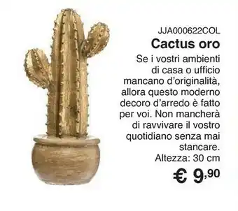 Statuetta cactus oro 30 cm