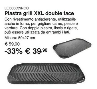 Piastra grill 50x27 cm grandi cotture