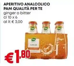 Pam APERITIVO ANALCOLICO PAM QUALITÀ PER TE ginger o bitter cl 10 x 6 offerta