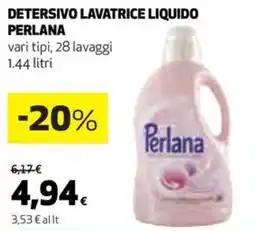 Coop DETERSIVO LAVATRICE LIQUIDO PERLANA vari tipi, 28 lavaggi 1.44 litri offerta