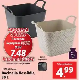 Lidl LIVARNO home Bacinella flessibile, 36 L offerta