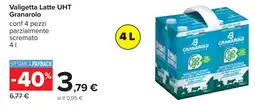 Carrefour Valigetta Latte UHT Granarolo conf 4 pezzi parzialmente scremato 4L offerta