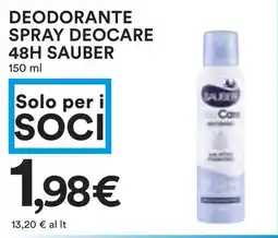 Coop Superstore DEODORANTE SPRAY DEOCARE 48H SAUBER 150 ml offerta