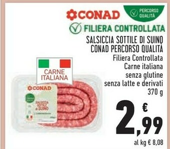 Conad City Salsiccia sottile di suino offerta