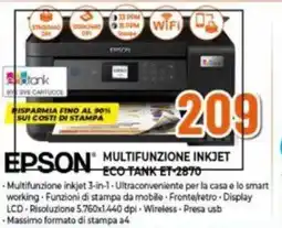 Expert EPSON MULTIFUNZIONE INKJET ECO TANK ET-2870 offerta