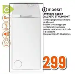 Expert INDESIT LAVATRICE CARICA DALL'ALTO BTWL60400IT offerta