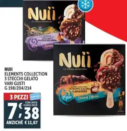 Deco Supermercati NUII ELEMENTS COLLECTION 3 STECCHI GELATO VARI GUSTI g 198/204/214 offerta