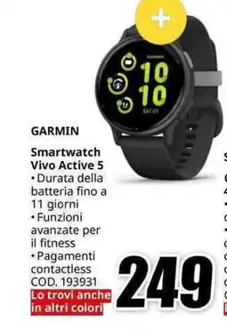 MediaWorld GARMIN Smartwatch Vivo Active 5 offerta