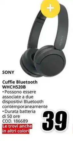 MediaWorld SONY Cuffie Bluetooth WHCH520B offerta