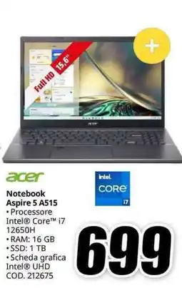 MediaWorld acer Notebook Aspire 5 A515 offerta