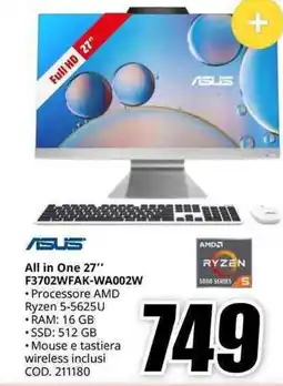 MediaWorld ASUS All in One 27” F3702WFAK-WA002W offerta