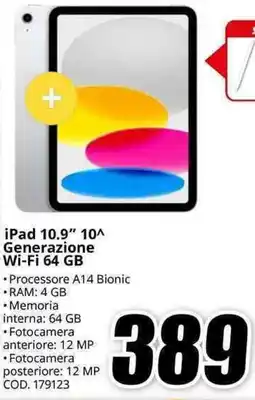 MediaWorld iPad 10.9" 10^ Generazione Wi-Fi 64 GB offerta