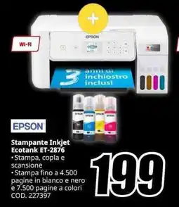 MediaWorld EPSON Stampante Inkjet Ecotank ET-2876 offerta