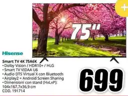 MediaWorld Hisense Smart TV 4K 75A6K offerta