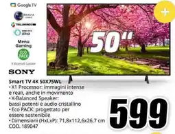 SONY Smart TV 4K 50X75WL