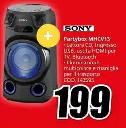 MediaWorld SONY Partybox MHCV13 offerta