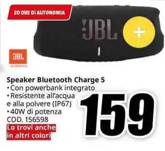 MediaWorld JBL Speaker Bluetooth Charge 5 offerta