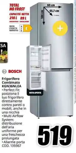 MediaWorld BOSCH Frigorifero Combinato KGN36NLEA offerta