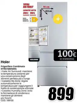 MediaWorld Haier Frigorifero Combinato HTR5720ENMG offerta