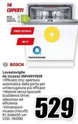 MediaWorld BOSCH Lavastoviglie da incasso SMV4EVX02E offerta