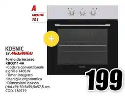 MediaWorld KOENIC Forno da incasso KB0311-4A offerta