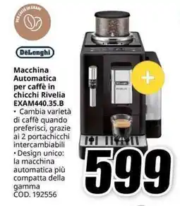 MediaWorld DeLonghi Macchina Automatica per caffè in chicchi Rivelia EXAM440.35.B offerta
