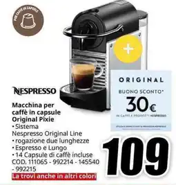 MediaWorld NESPRESSO Macchina per caffè in capsule Original Pixie offerta