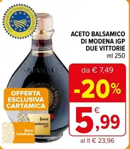 Iperal ACETO BALSAMICO DI MODENA IGP DUE VITTORIE ml 250 offerta