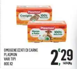 Despar OMOGENEIZZATI DI CARNE PLASMON VARI TIPI 80G X2 offerta