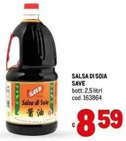 Metro SALSA DI SOIA SAVE bott. 2,5 litri cod. 163864 offerta