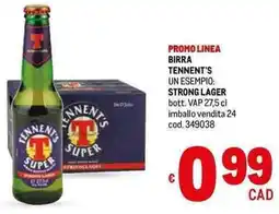 Metro PROMO LINEA BIRRA TENNENT'S UN ESEMPIO: STRONG LAGER bott. VAP 27,5 cl imballo vendita 24 cod. 349038 offerta