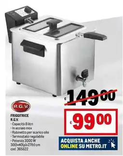 Metro FRIGGITRICE R.G.V. - Potenza 3000 W offerta
