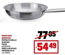 PENTOLE E PADELLE IN ACCIAIO PIAZZA PADELLA IN ACCIAIO INDUZIONE 36 cm cod. 219013