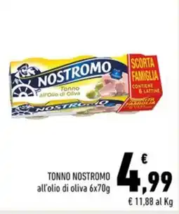 Conad TONNO NOSTROMO all'olio di oliva 6x70g offerta