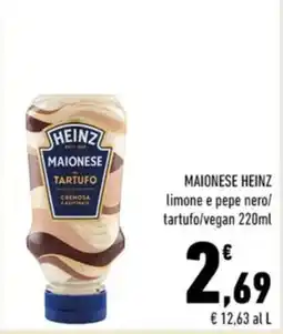 Conad MAIONESE HEINZ limone e pepe nero/ tartufo/vegan 220ml offerta