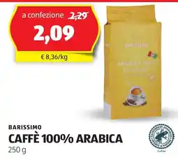ALDI BARISSIMO CAFFÈ 100% ARABICA 250 g offerta