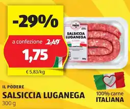 ALDI IL PODERE SALSICCIA LUGANEGA 300 g offerta