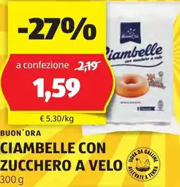 ALDI BUON'ORA CIAMBELLE CON ZUCCHERO A VELO 300 g offerta