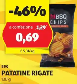 ALDI BBQ PATATINE RIGATE 130 g offerta