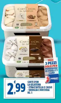 CARTE D'OR LA GELATERIA -STRACCIATELLA E CACAO -VANIGLIA E NOCCIOLA KG. 1