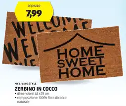 ALDI MY LIVING STYLE ZERBINO IN COCCO offerta