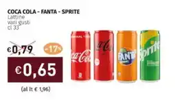 Prezzemolo e Vitale COCA COLA - FANTA - SPRITE Lattine vari gusti cl 33 offerta