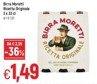 Famila Birra Moretti Ricetta Originale 3x33cl offerta