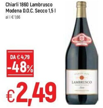 Famila Chiarli 1860 Lambrusco Modena D.O.C. Secco 1,5 L offerta